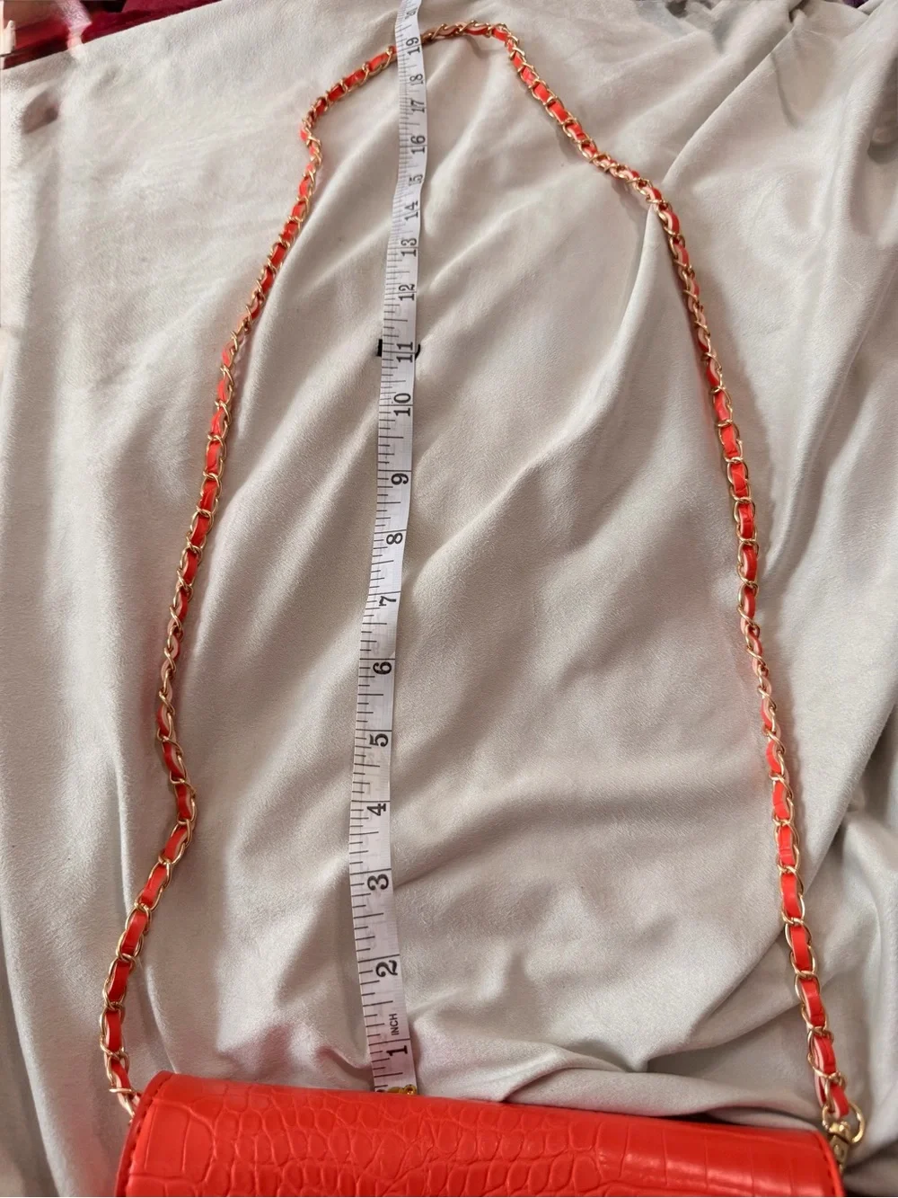 NWOT Badgley Mischka Orange Croc-Embossed Convertible Clutch/Chain Crossbody